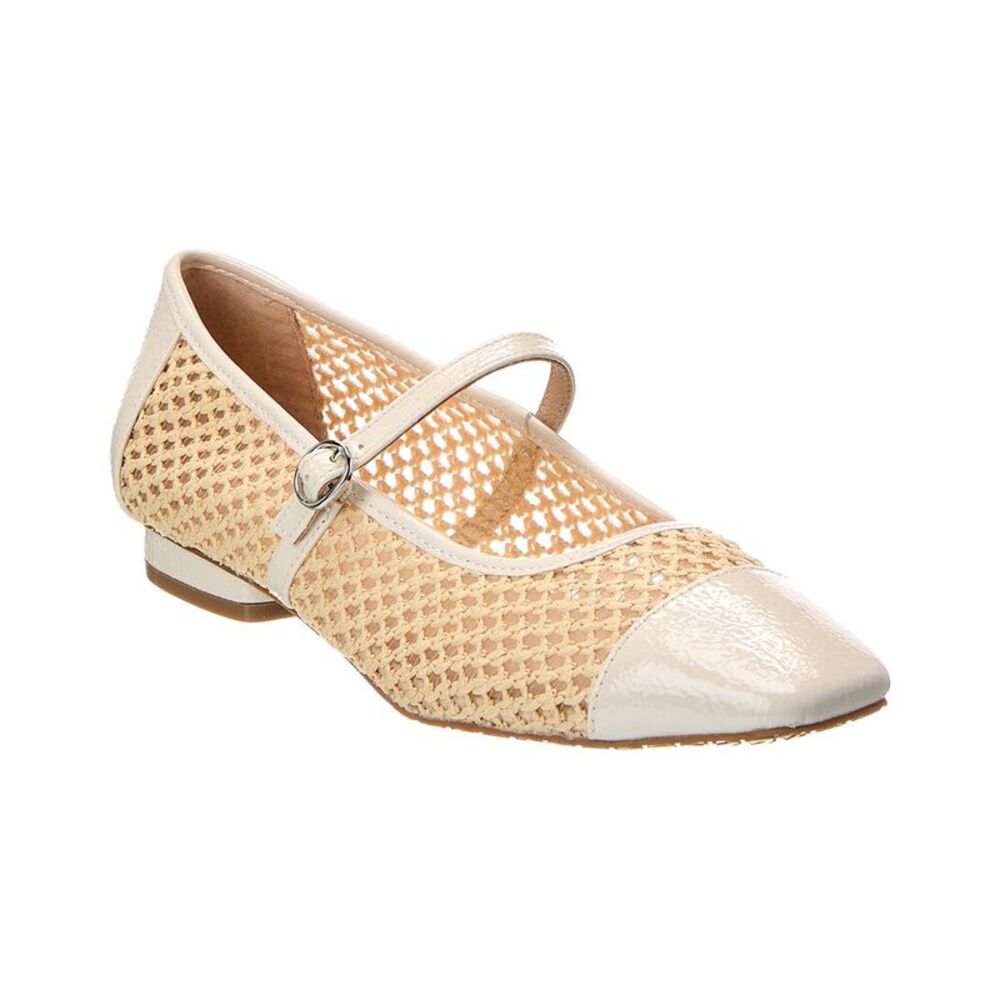 Donald Pliner Ditzy Raffia & Patent Flat, Beige